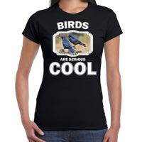 T-shirt birds are serious cool zwart dames - vogels/ raaf shirt 2XL  -