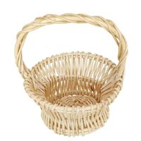 Chaks Rieten mandje met hengsel - beige - D24 x H26 cm   -