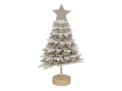 Beeld vilt everlands kunstkerstboom 16cm beige/wit