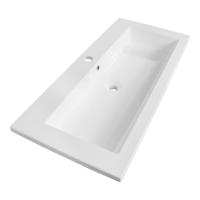 Brauer Solar Slim Wastafel - 100 cm - met 1 Spoelbak en 1 Kraangat - Mineraalmarmer Zijdeglans Wit