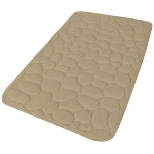 Urban Living Badkamerkleedje/badmat tapijt - memory foam - beige - 50 x 80 cm