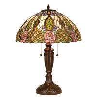 HAES DECO - Tiffany Tafellamp Groen, Roze Ø 47x61 cm Fitting E27 / Lamp max 2x60W