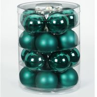 20x Donkergroene glazen kerstballen 6 cm glans en mat - thumbnail