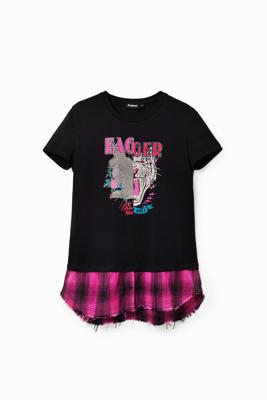 Dubbellaags Rock T-shirt - BLACK - XS
