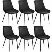 tectake - Set van 6 eetkamerstoelen kuipstoel Monroe Fluweellook Zwart - 404937