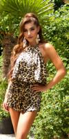 satijn-look jumpsuit met dieren-print luipaard - thumbnail