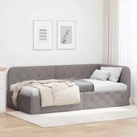 Hoekbedframe met hoofdeinde Taupe 100 x 200 cm Stof