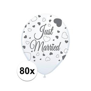 Ballonnen just married - 80x - wit - 30 cm - bruiloft