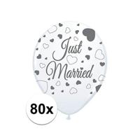 Ballonnen just married - 80x - wit - 30 cm - bruiloft