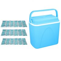 Voordelige flexibele blauwe koelbox 24 liter met 3x flexibele koelelementen - thumbnail