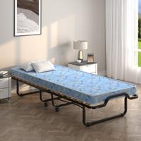 Opklapbaar Bed Opklapbed met Luxe Traagschuim Matras Robuust Metalen Frame Draagbaar Bed op Wielen Gemaakt in Italië