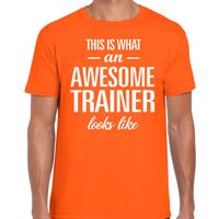 Awesome trainer cadeau t-shirt oranje voor heren - thumbnail