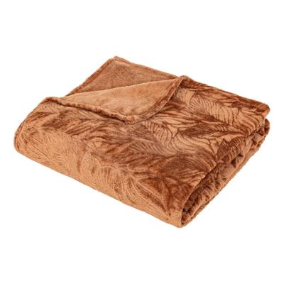Atmosphera Plaid/bankdeken/bedsprei Leafes - terracotta - 180 x 230 cm - 2 persoons