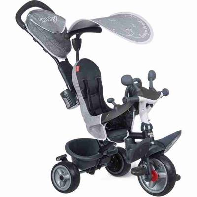 Smoby - Baby Driver Plus grijze driewieler - Evolutieve kinderfiets vanaf 10 maanden - Silent Wheels - Parkeerrem
