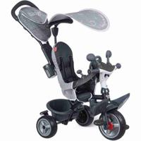 Smoby - Baby Driver Plus grijze driewieler - Evolutieve kinderfiets vanaf 10 maanden - Silent Wheels - Parkeerrem