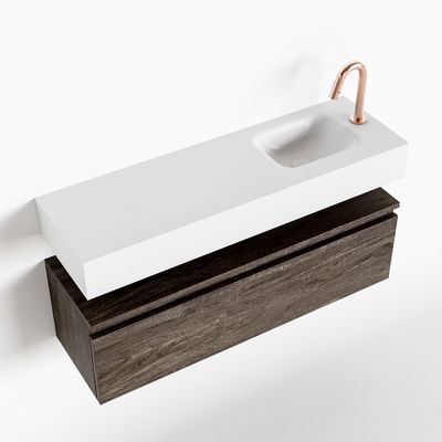 Toiletmeubel Mondiaz Andor | 100 cm | Meubelkleur Dark brown | Lex vrijhangend wastafel Talc Rechts | 1 kraangat