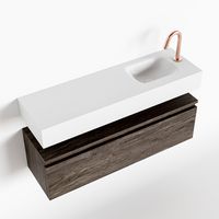 Toiletmeubel Mondiaz Andor | 100 cm | Meubelkleur Dark brown | Lex vrijhangend wastafel Talc Rechts | 1 kraangat
