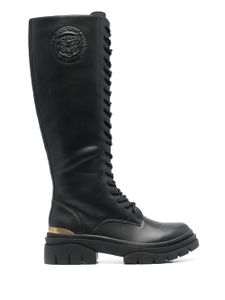 Just Cavalli embossed-logo lace-up boots - Noir