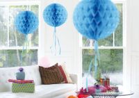 Honeycomb ballen baby blauw 30 cm   - - thumbnail