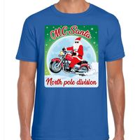 Fout kerst t-shirt MC Santa voor motorliefhebbers blauw heren - thumbnail