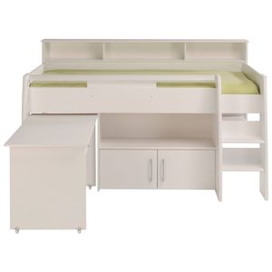 DAVE Combinatie kinderbed met eigentijds bureau wit decor - Sommier inbegrepen -l90 x L200 cm