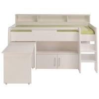 DAVE Combinatie kinderbed met eigentijds bureau wit decor - Sommier inbegrepen -l90 x L200 cm