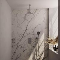 Brauer Brushed Edition Thermostatische Regendoucheset Inbouw - Hoofddouche 20 cm - 3 Weg - Handdouche 3 Standen - Doucheslang - Wandaansluitbocht - Rvs