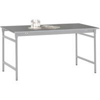 Manuflex BB3004.9006 Bijzettafel basis stationair met staalbeslag schijf in aluminium zilver vergelijkbaar met RAL 9006, bxdxh: 750 x 500 x 780 mm