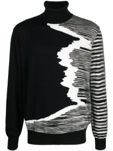 Missoni pull rayé à col roulé - Noir
