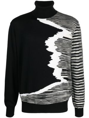 Missoni pull rayé à col roulé - Noir