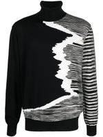 Missoni pull rayé à col roulé - Noir