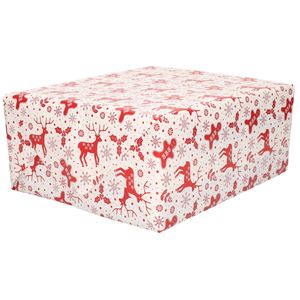 1x Rollen inpakpapier/cadeaupapier Kerst print wit/rood 2,5 x 0,7 meter 70 grams luxe kwaliteit - Cadeaupapier