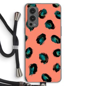 Pink Cheetah: OnePlus Nord 2 5G Transparant Hoesje met koord