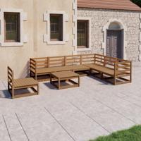8-delige Loungeset massief grenenhout honingbruin
