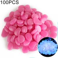 100 PCS Glow in de Dark Garden Pebbles voor loopbruggen & decoratie en planten lichtgevende stenen (donker paars)