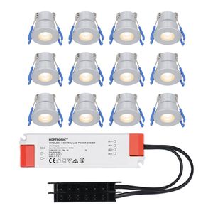 Milano - 12x inbouwspots veranda - Complete set - Plug & Play - IP65 - LED 2700 warm wit - 200 lumen - 12 volt - 3 Watt - RVS