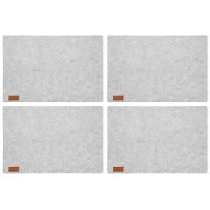 Placemats/onderleggers voor op tafel - 8x stuks - lichtgrijs - 30 x 45 cm - met ronde hoeken