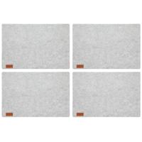 Placemats/onderleggers voor op tafel - 8x stuks - lichtgrijs - 30 x 45 cm - met ronde hoeken