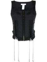 Marine Serre haut bustier Regenerated en lin à lacets - Noir