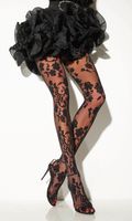 Girardi Panty My Lovely | Zwarte kousen | Kant met  bloemen dessin