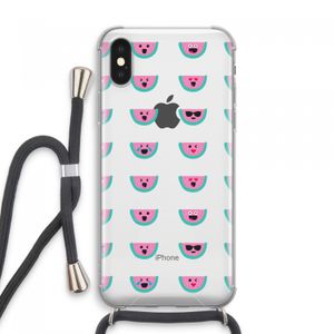 Smiley watermeloenprint: iPhone XS Max Transparant Hoesje met koord