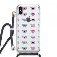 Smiley watermeloenprint: iPhone XS Max Transparant Hoesje met koord