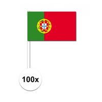 100x Portugal decoratie papieren zwaaivlaggetjes   -