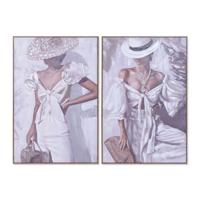 Schilderij Home ESPRIT Wit Vrouw Scandinavisch 80 x 3,5 x 120 cm (2 Stuks)