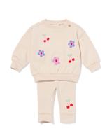 HEMA Babykledingset sweatstof bloemen ecru (ecru)