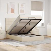 Ottoman bed met matras 140x200cm stof crèmekleurig