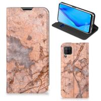Huawei P40 Lite | Standcase | Marmer Oranje
