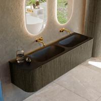 Badmeubel Mondiaz Kurve | 165 cm | Meubelkleur Shadow | Wastafelkleur Urban | Solid surface | Dubbel / Rechts spoelbak | Zonder kraangat(en)