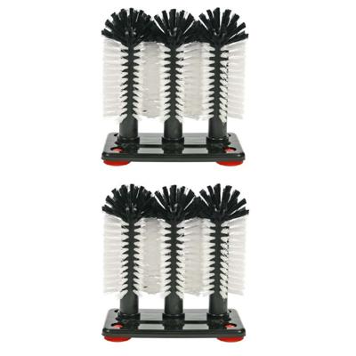 Spoelborstels - voor bierglazen - 19 x 18 x 10 cm - zwart - 6x stuks - professionele horeca borstels