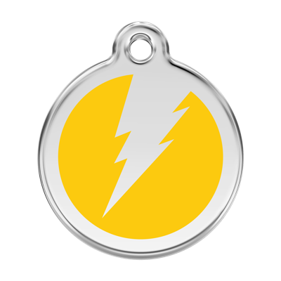 Flash Yellow roestvrijstalen hondenpenning large/groot dia. 3,8 cm - Reddingo